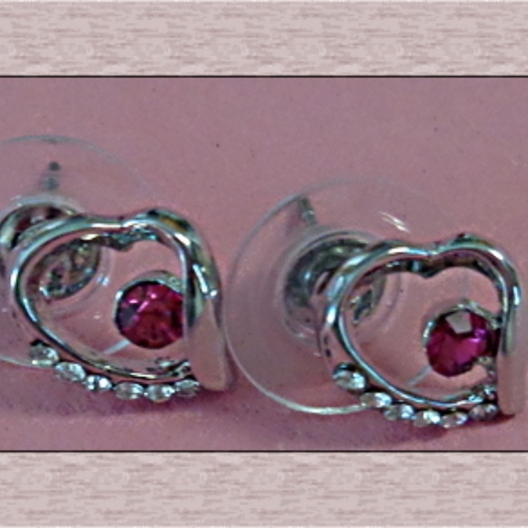 Saporas Designs Accessories 8krp Heart Design Pink Clear Stud